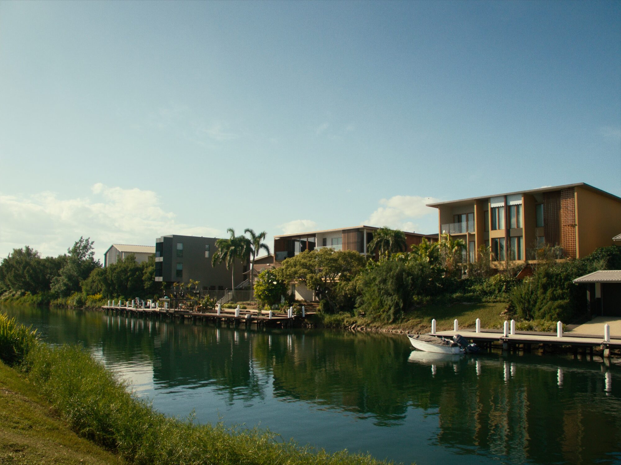 Still canals and waterfront homes at Bayview, just east of the Darwin CBD