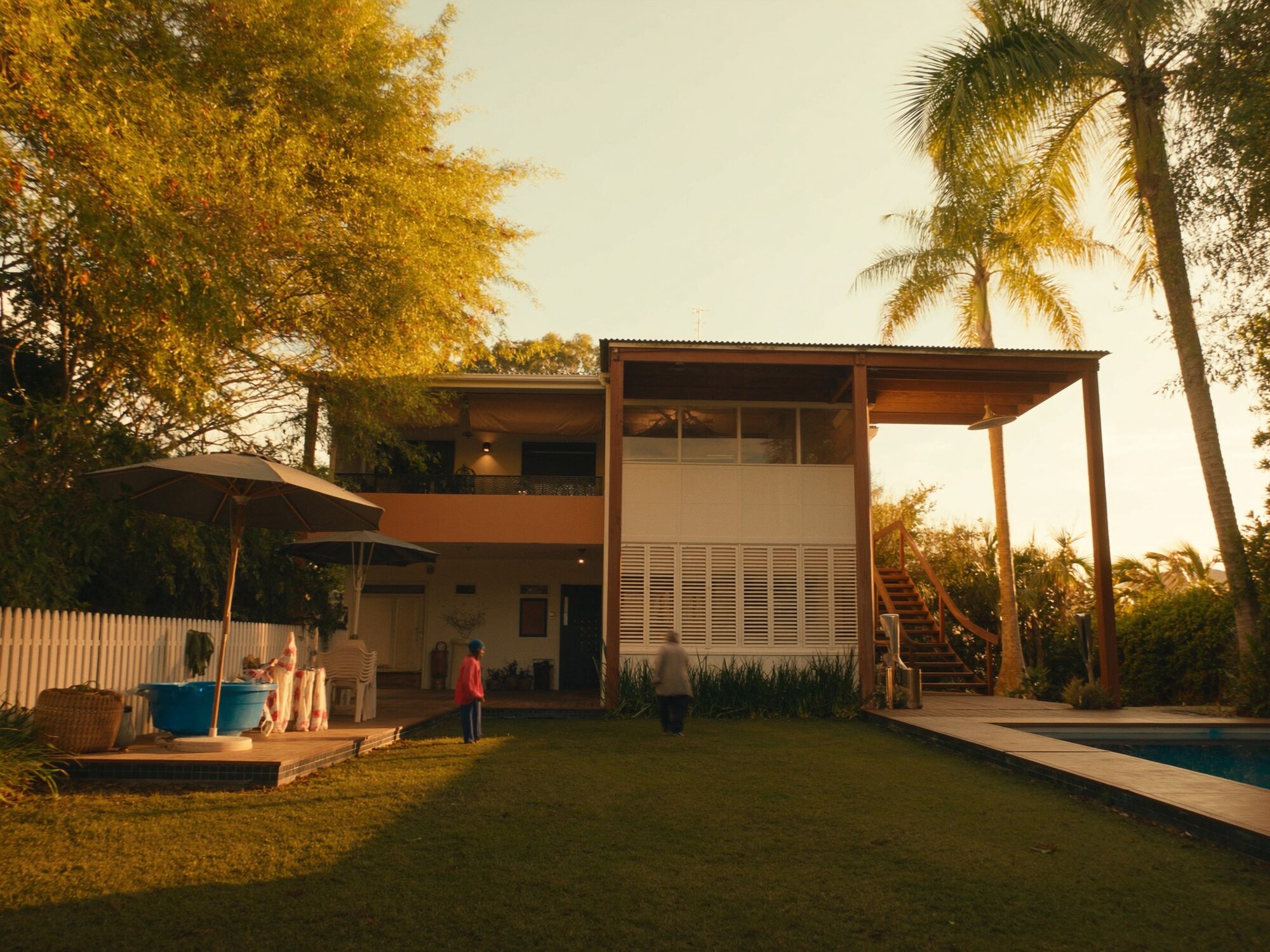 Nightcliff house with foreshore palms at golden hour